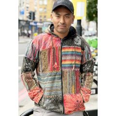 patchwork hooded jacket